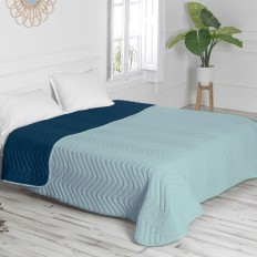 Trapunta Reversibile HappyFriday Basic Arista Blu Marino Menta 270 x 260 cm    