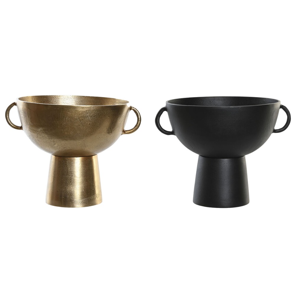 Vaso DKD Home Decor 34 x 28 x 26 cm Nero Dorato Alluminio Moderno (2 Unità)    