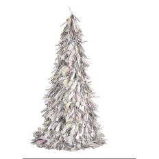 Statua Decorativa Albero di Natale Tinsel Argentato polipropilene PET 24 x 46 x 24 cm (24 Unità)    