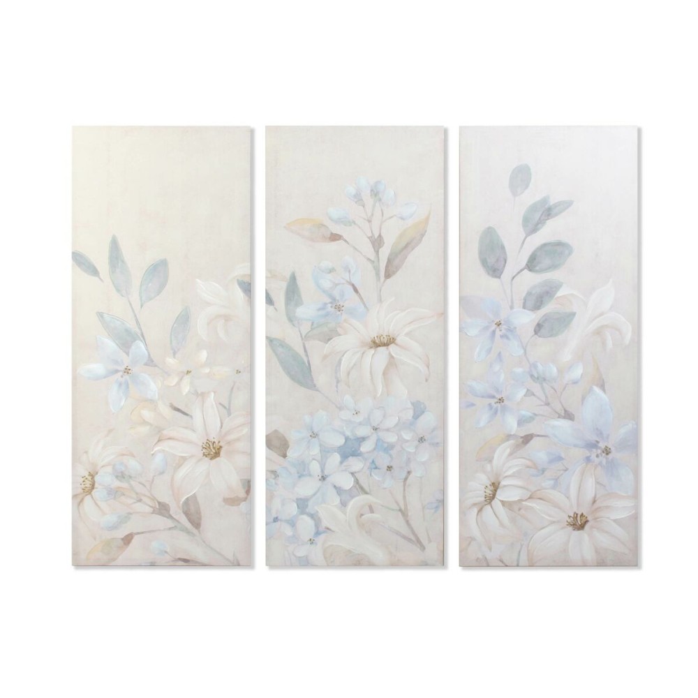 Quadro DKD Home Decor Fiori 55 x 3 x 135 cm Shabby Chic (3 Pezzi)    