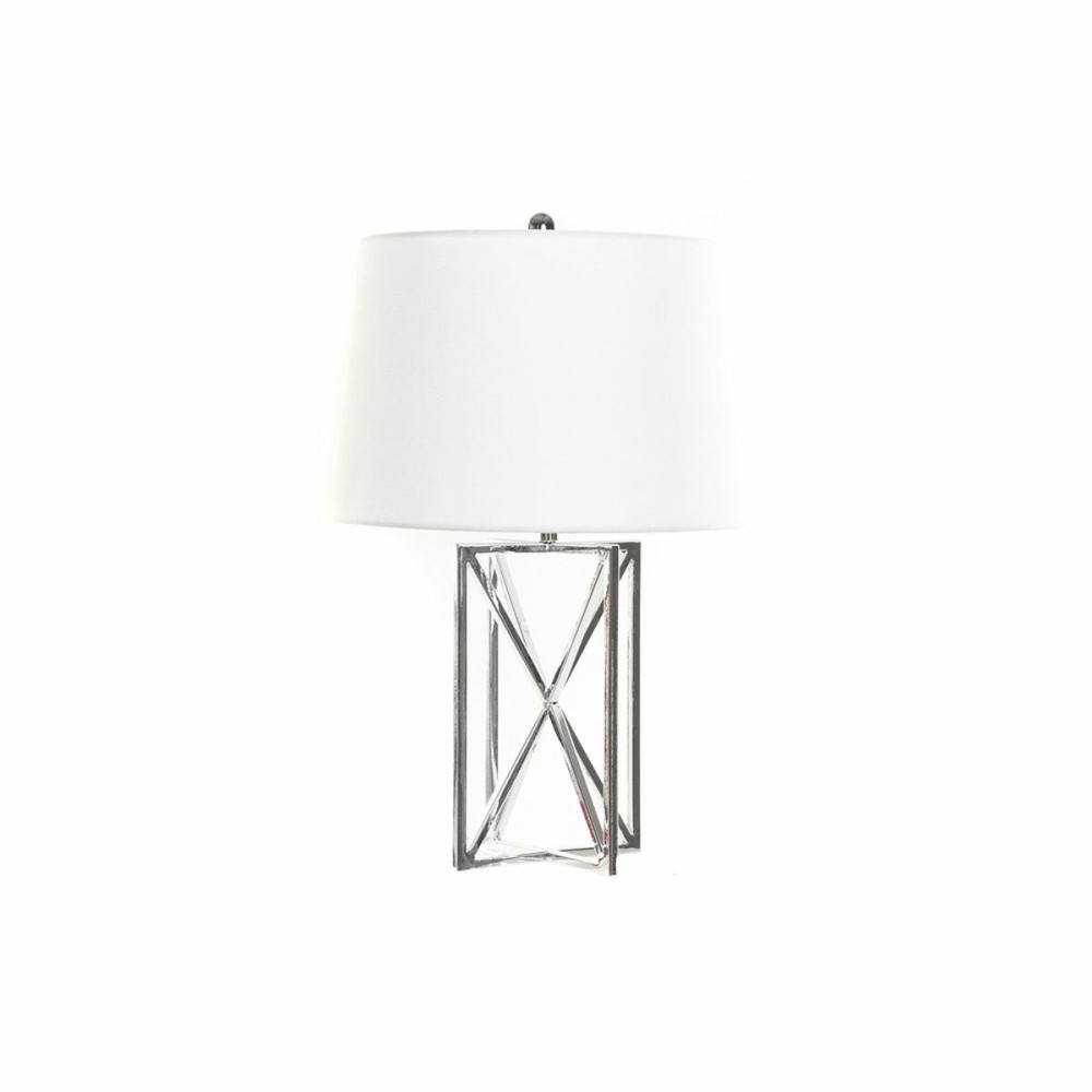 Lampada da tavolo DKD Home Decor Bianco Argento Poliestere Metallo 220 V 50 W (38 x 38 x 58 cm)    