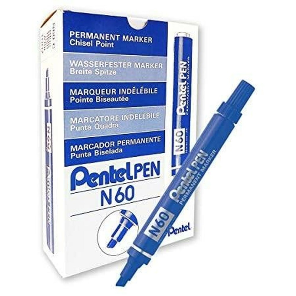 Marcatore permanente Pentel N60 Azzurro 12 Pezzi    