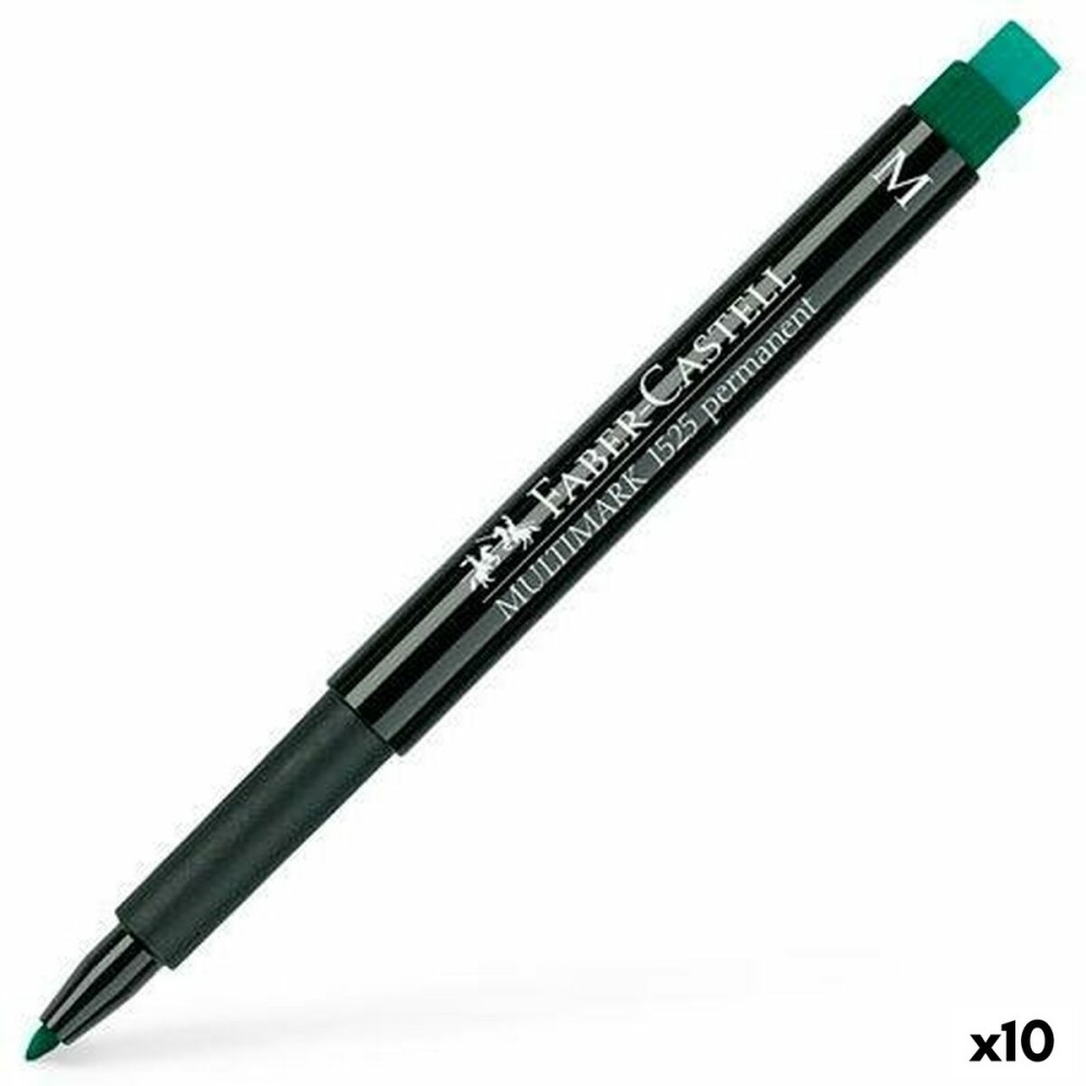 Marcatore permanente Faber-Castell Multimark 1525 M Verde (10 Unità)    