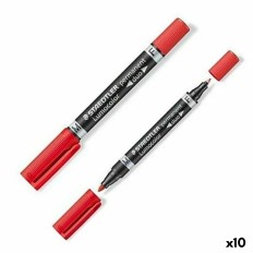 Marcatore permanente Staedtler Lumocolor 348 Doppia Rosso (10 Unità)    