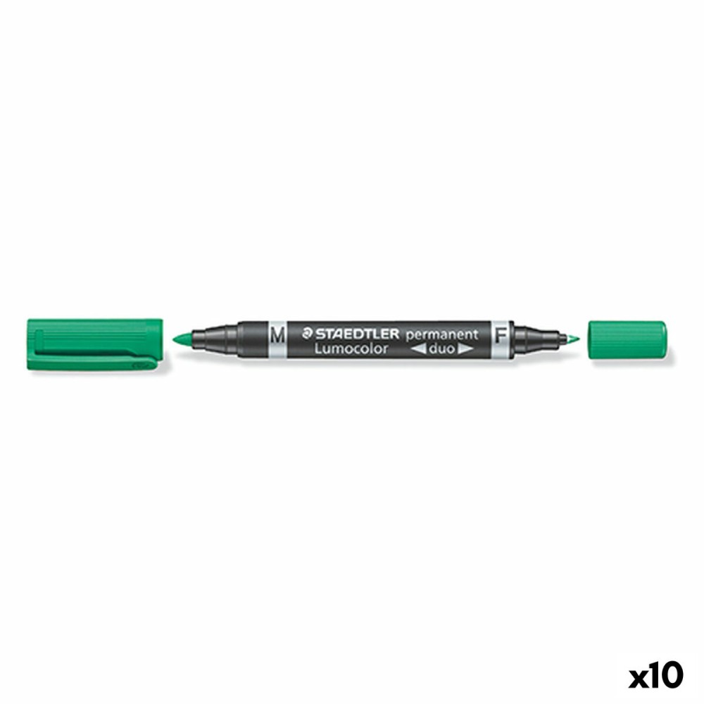 Marcatore permanente Staedtler Lumocolor Duo Verde (10 Unità)    