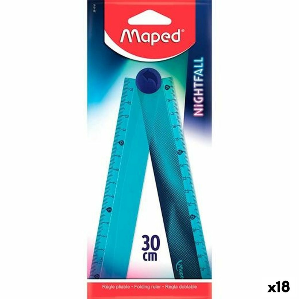 Righello Maped Nightfall Azzurro Plastica 30 cm 18 Unità    