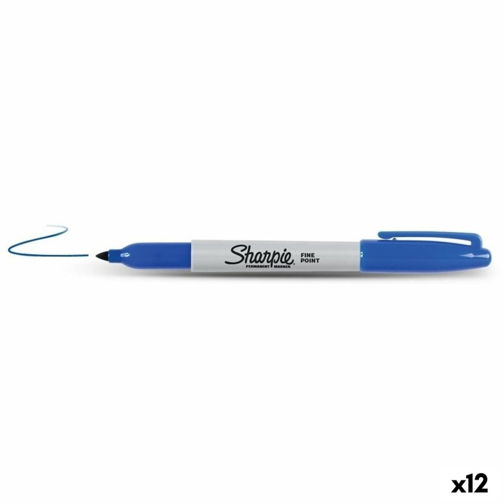 Marcatore permanente Sharpie Fine Point Azzurro (12 Unità)    