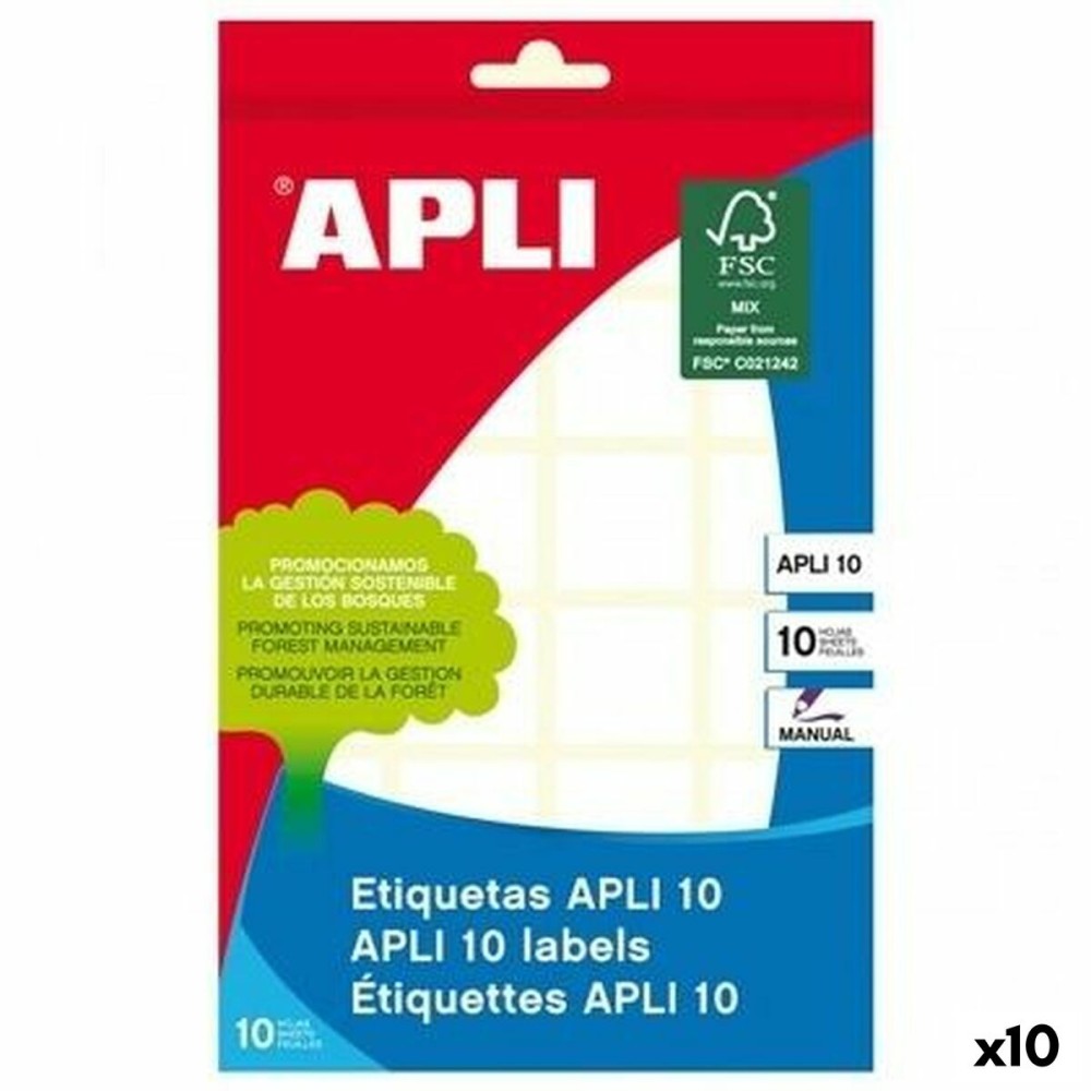 Etichette adesive Apli Bianco 10 Fogli 31 x 100 mm (10 Unità)    