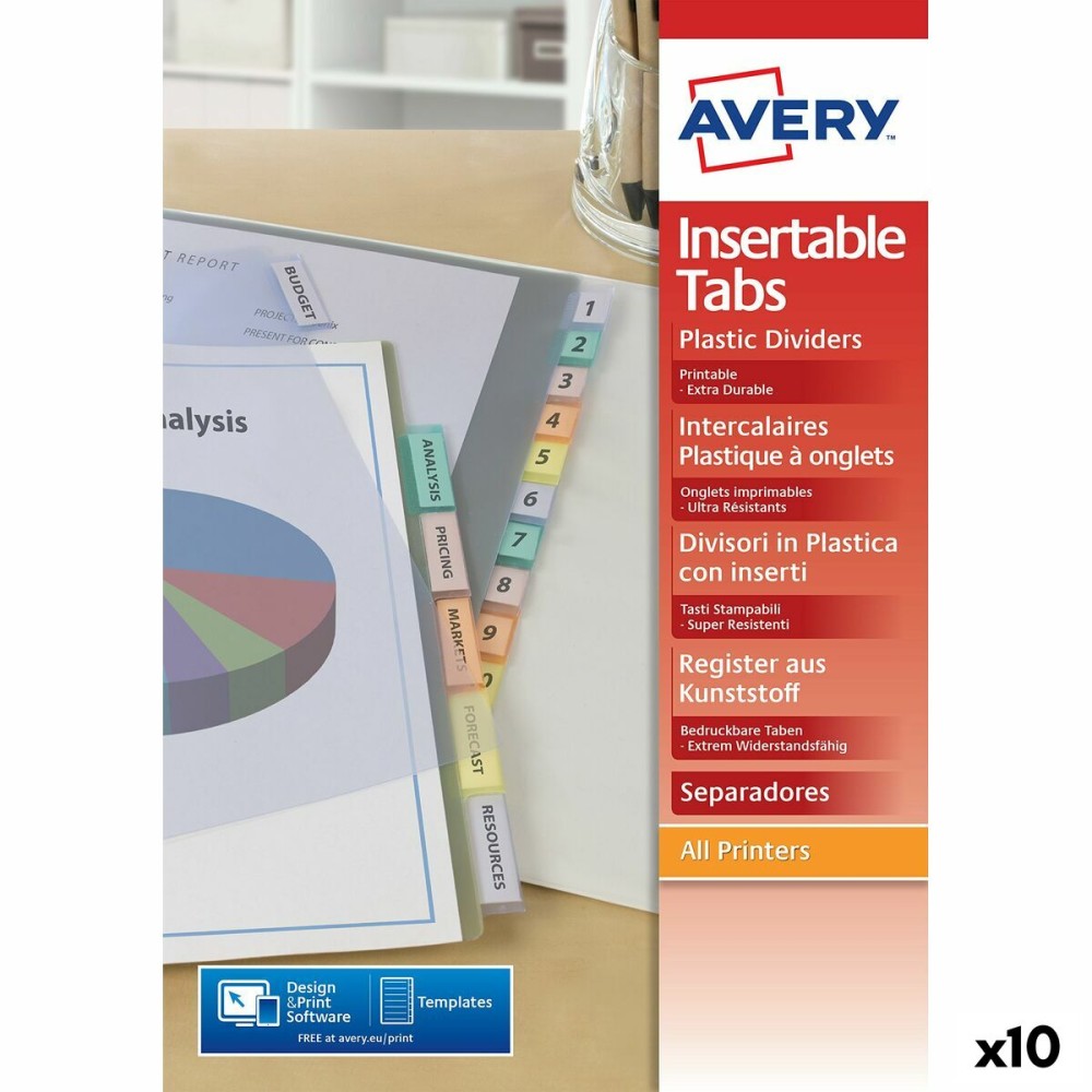 Estrattori Avery Trasparente A4 12 Fogli (10 Unità)    