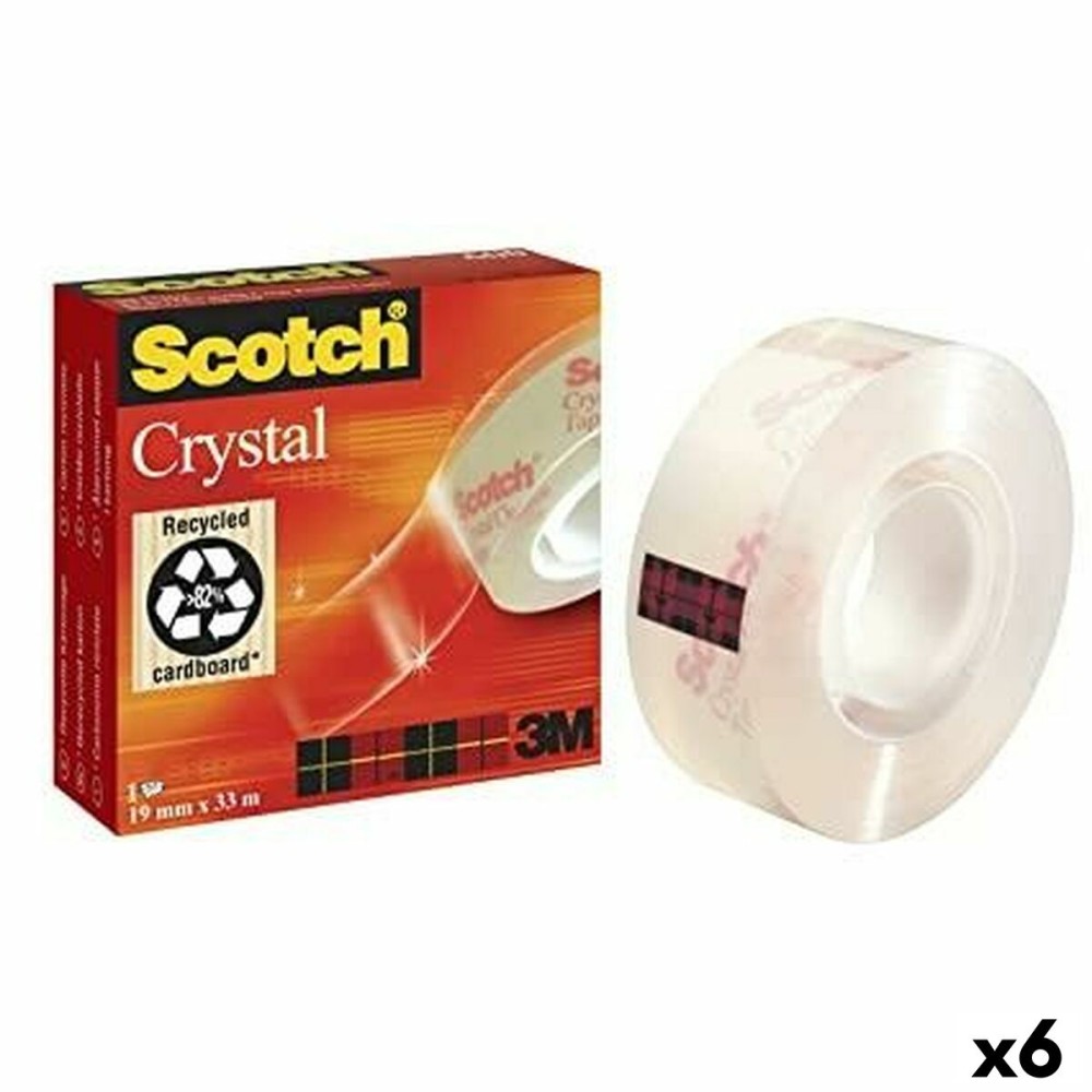 Nastro Adesivo Scotch Crystal 19 mm x 33 m Trasparente (6 Unità)    