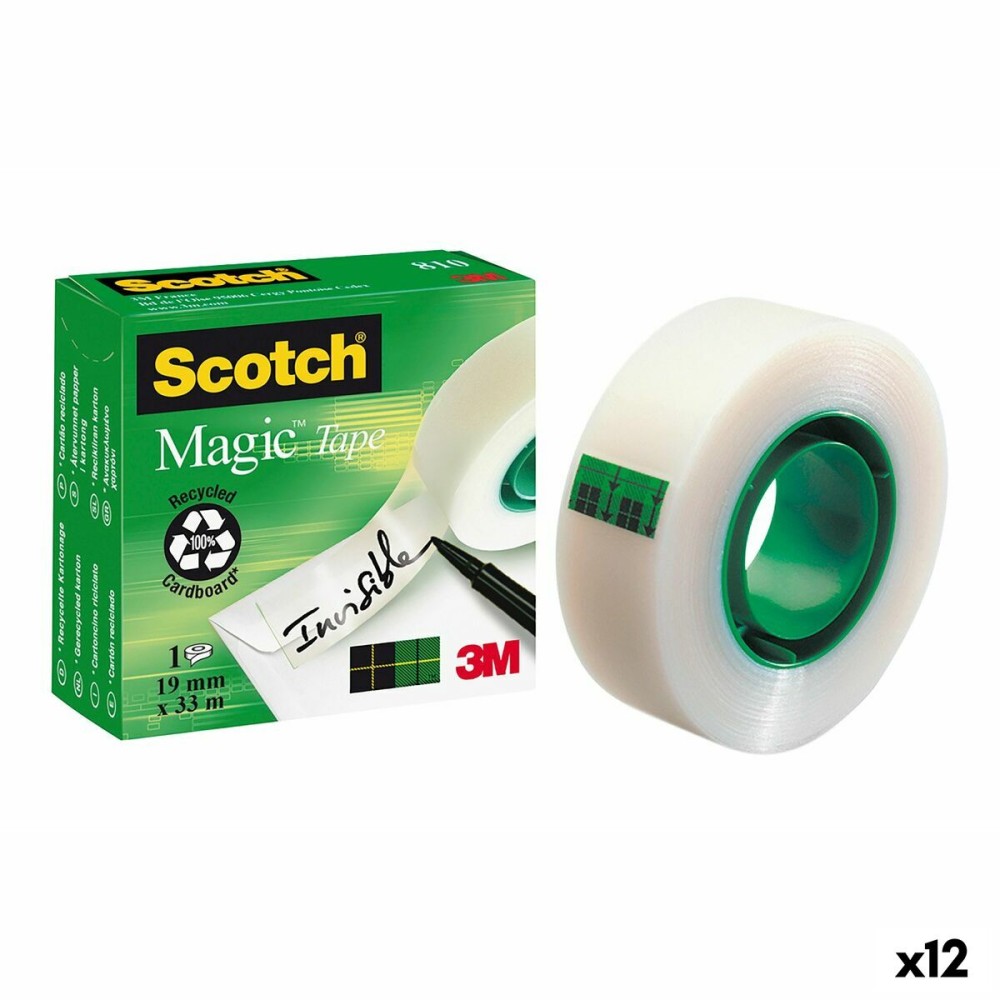 Nastro Adesivo Scotch Magic Trasparente Bianco 19 mm x 33 m (12 Unità)    