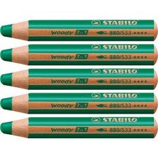 Matite colorate Stabilo Woody Verde scuro 3 in 1 (5 Unità)    