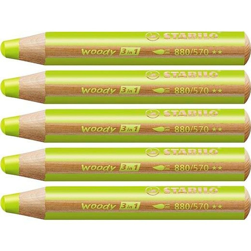 Matite colorate Stabilo Woody Verde 3 in 1 (5 Unità)    