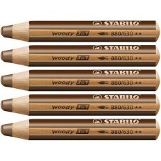 Matite colorate Stabilo Woody Marrone 3 in 1 (5 Unità)    