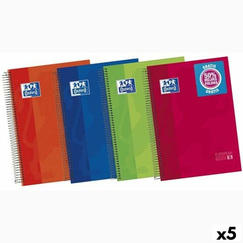 Quaderno Oxford Multicolore A4 120 Fogli (5 Unità)    