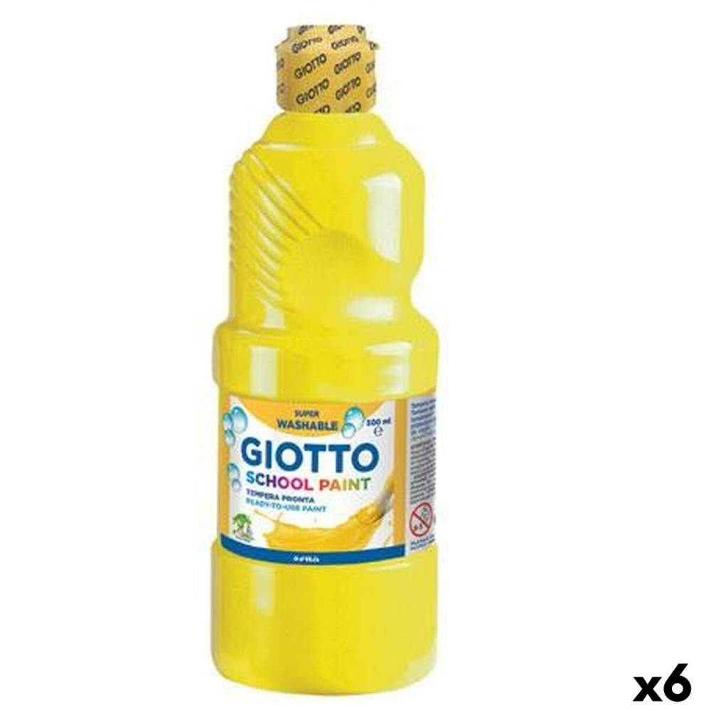 Pittura a tempera Giotto School Giallo 500 ml Lavabili (6 Unità)    