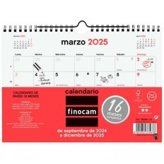 Calendario da parete Finocam Carta 2024-2025 21 x 15 cm 16 Mesi    