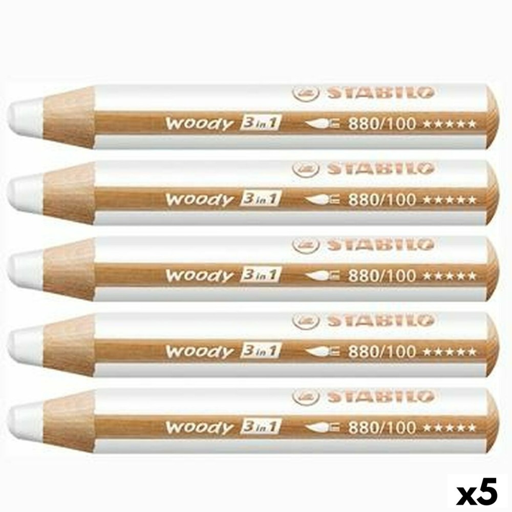 Matite colorate Stabilo Woody Bianco 3 in 1 5 Pezzi (5 Unità)    