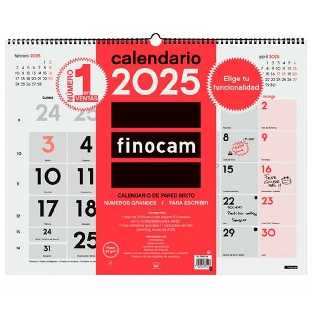 Calendario da parete Finocam Carta 2025 54 x 42 cm    