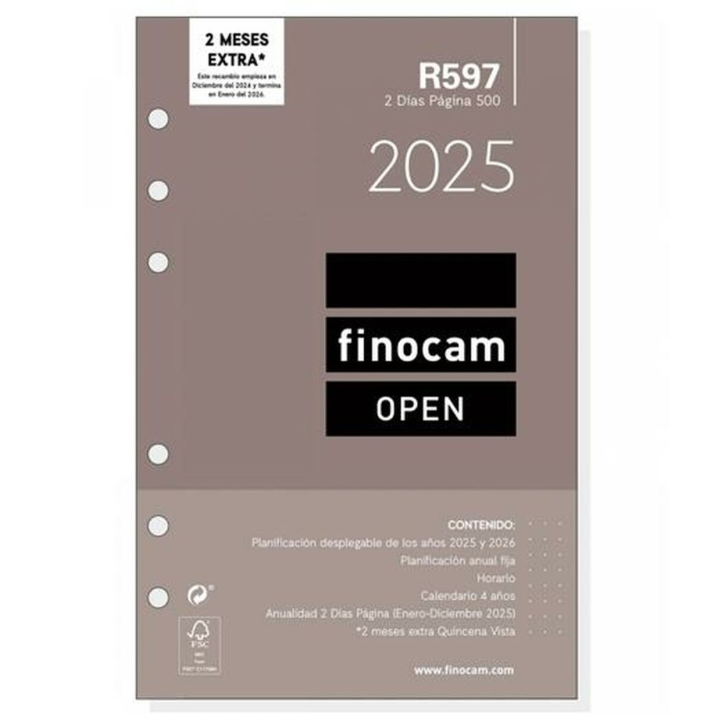 Ricarica dell'Agenda Finocam OPEN R597 2025 11,7 x 18,1 cm    