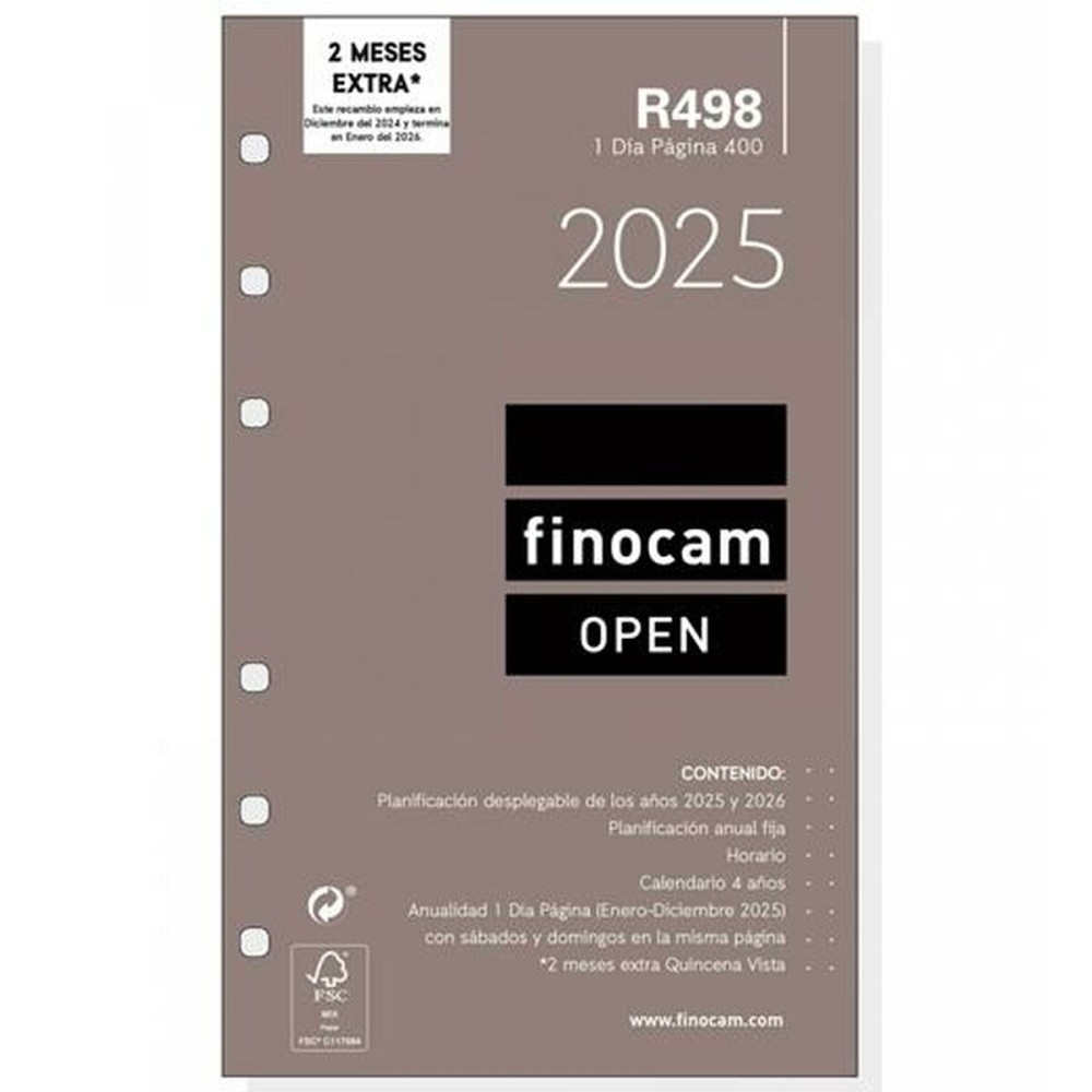 Ricarica dell'Agenda Finocam OPEN R498 400 2025 9,1 x 15,2 cm    