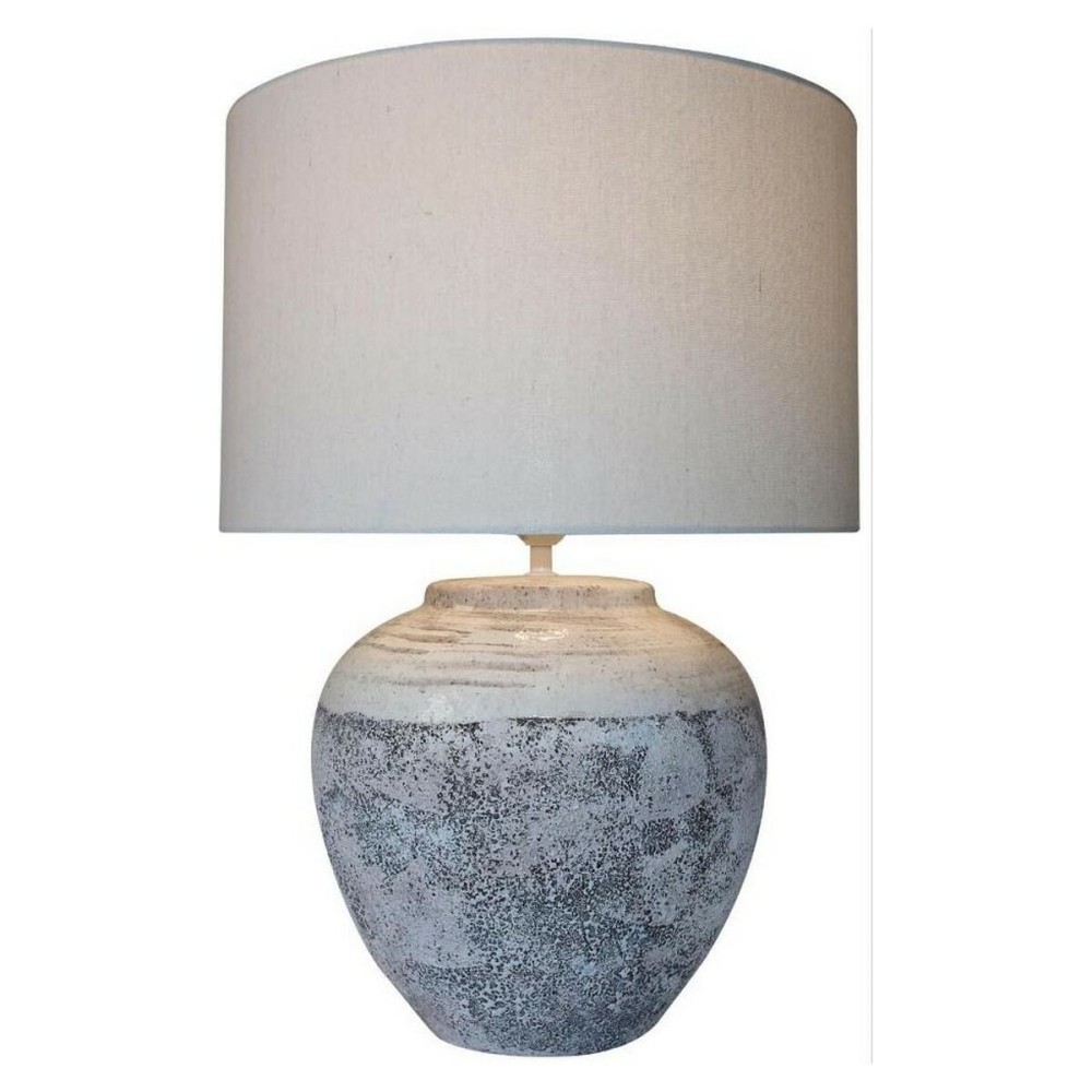 Lampada da tavolo DKD Home Decor Bianco Grigio Ceramica Plastica Tela 50 W 220 V 42 x 42 x 60 cm    