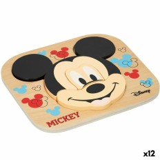 Puzzle di Legno per Bambini Disney Mickey Mouse + 12 Mesi 6 Pezzi (12 Unità)    