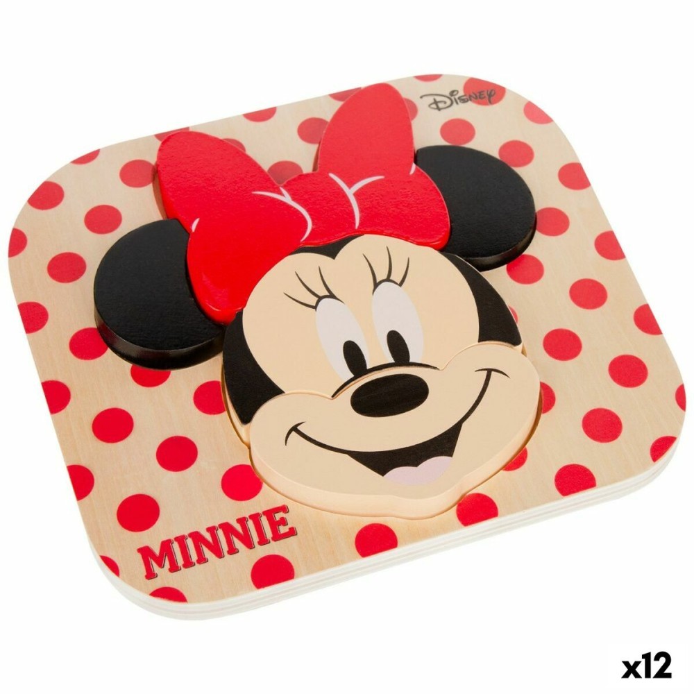 Puzzle di Legno per Bambini Disney Minnie Mouse + 12 Mesi 6 Pezzi (12 Unità)    