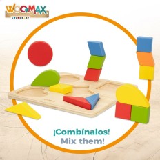 Puzzle di Legno per Bambini Woomax Forme + 12 Mesi 16 Pezzi (6 Unità)    