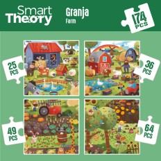 Puzzle per Bambini Colorbaby 4 in 1 174 Pezzi Fattoria 68 x 68 cm (6 Unità)    