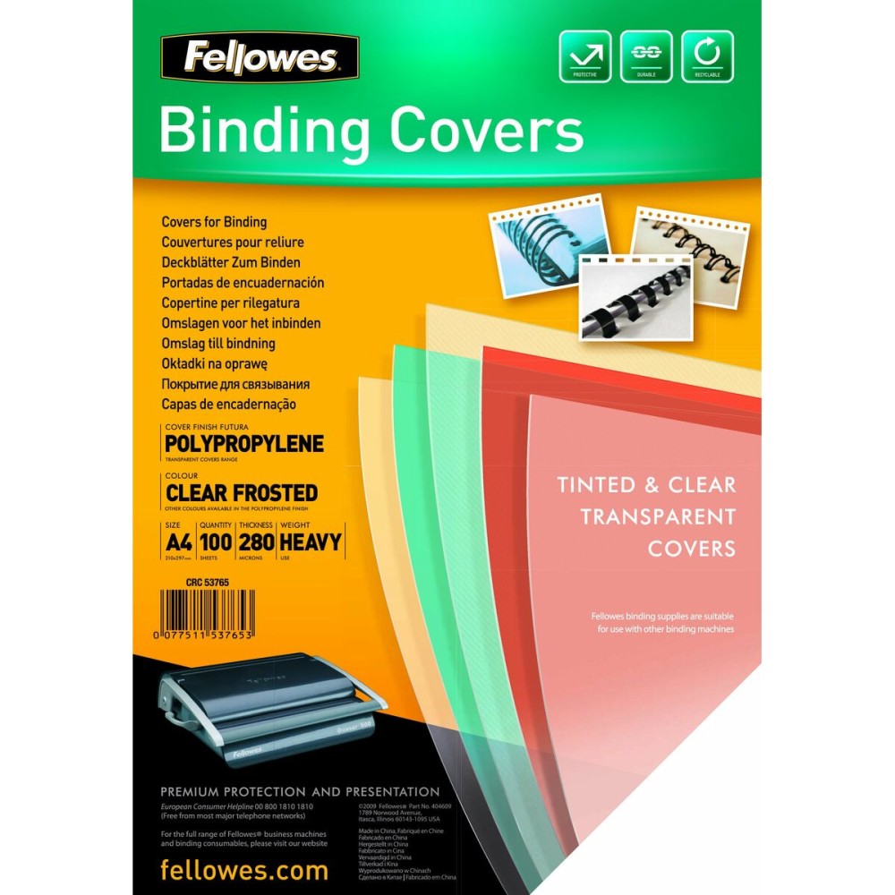 Copertine per rilegatura Fellowes Futura Trasparente A4 Plastica (100 Unità)    