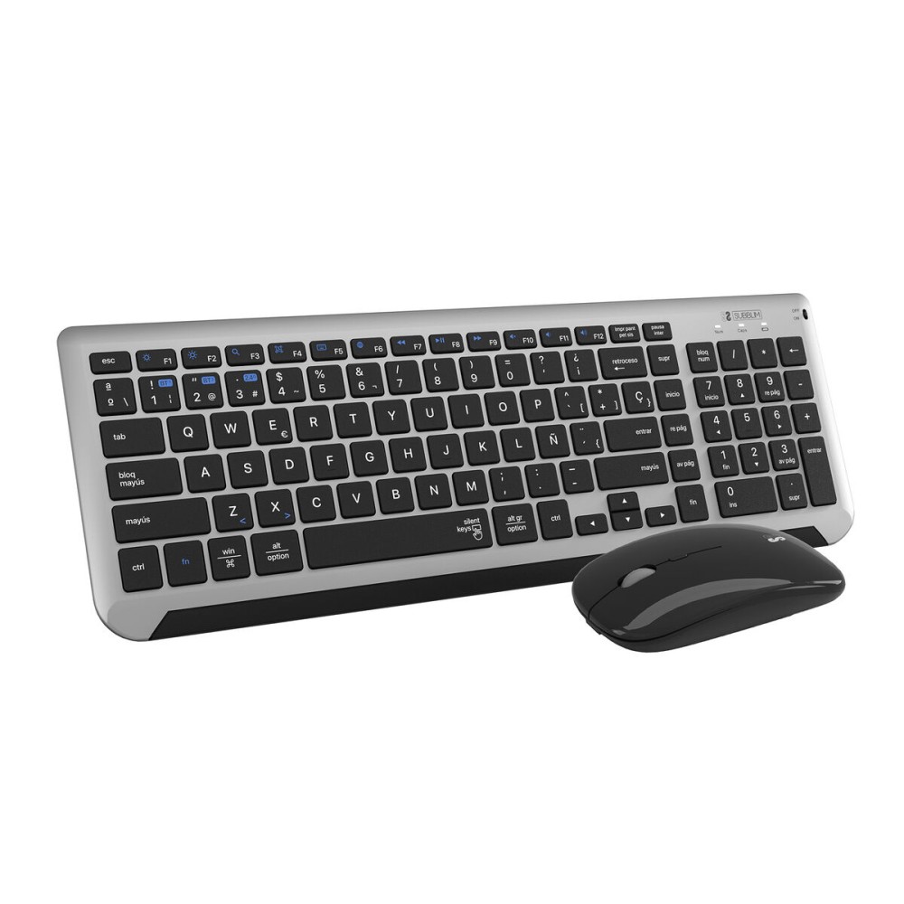 Tastiera e Mouse Subblim SUBKBC-DCEP20 Nero Grigio Qwerty in Spagnolo QWERTY    