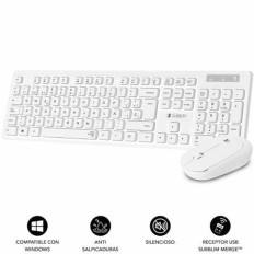 Tastiera e Mouse Wireless Subblim SUBKBC-CSSW11 Bianco Qwerty in Spagnolo    