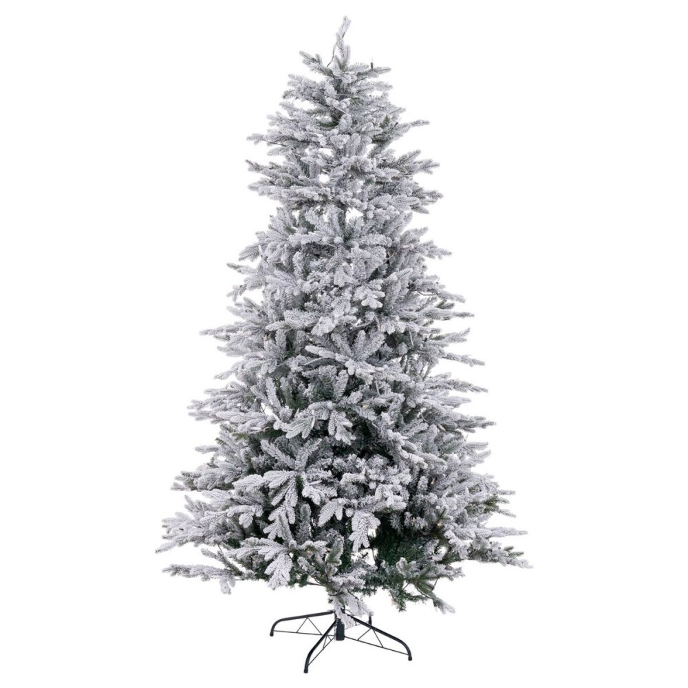 Albero di Natale Bianco Verde PVC Metallo Polietilene Nevoso 180 cm    