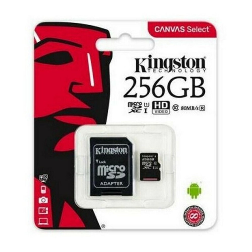 Scheda Di Memoria Micro SD con Adattatore Kingston SDCS2 100 MB/s Capacità  256 GB 