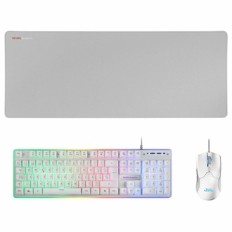 Tastiera e Mouse Mars Gaming MCPXWES Bianco Qwerty in Spagnolo QWERTY LED RGB    