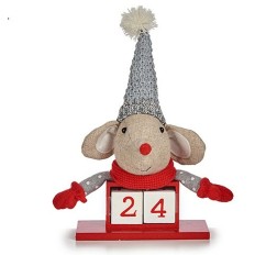 Statua Decorativa Mouse Calendario Rosso Grigio Legno 20 x 11 x 20 cm (8 Unità)    