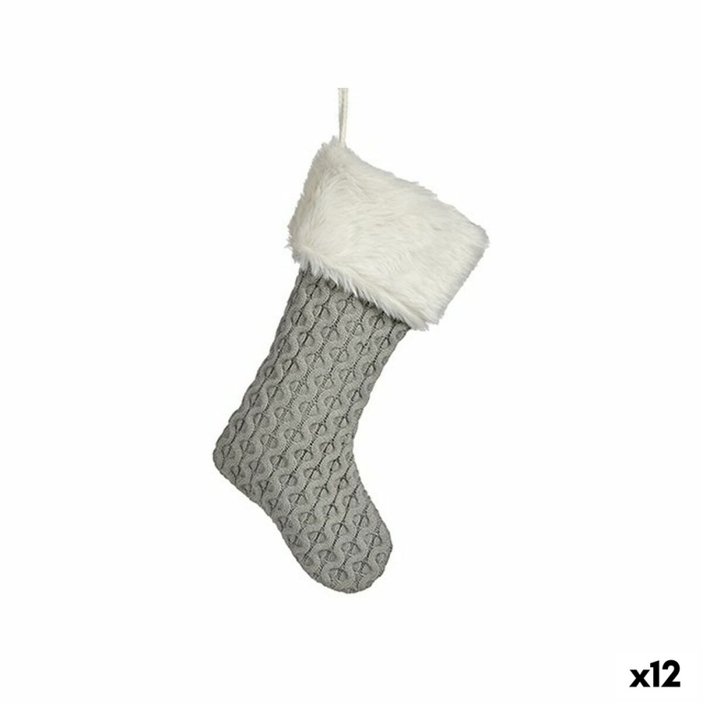 Decorazione Natalizia Calza di Natale Grigio Stoffa 28 x 4 x 46 cm (12 Unità)    