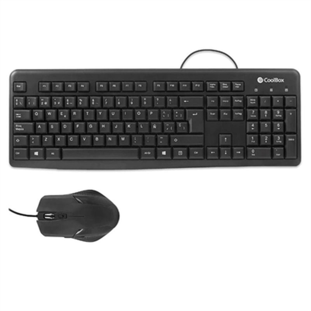 Tastiera e Mouse CoolBox COO-KTR-01U Qwerty in Spagnolo Nero    