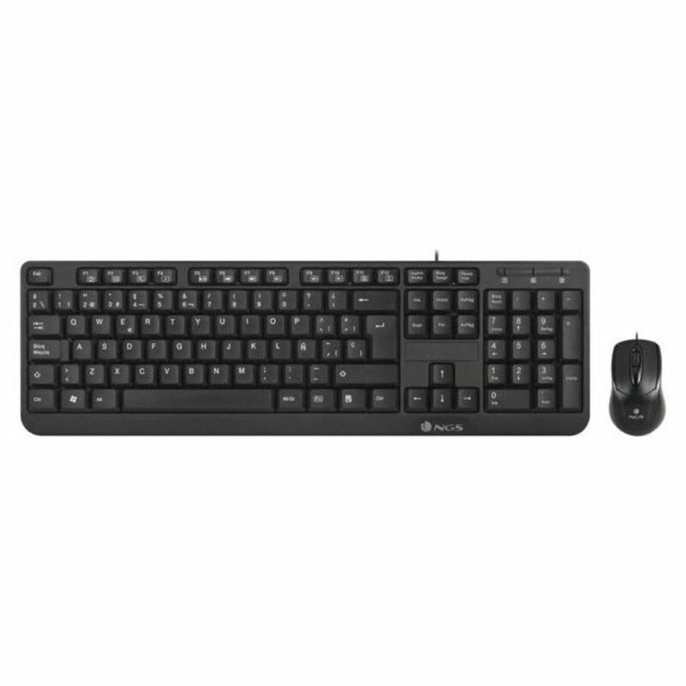 Tastiera e Mouse NGS Cocoa Kit (2 pcs) Nero Qwerty in Spagnolo    