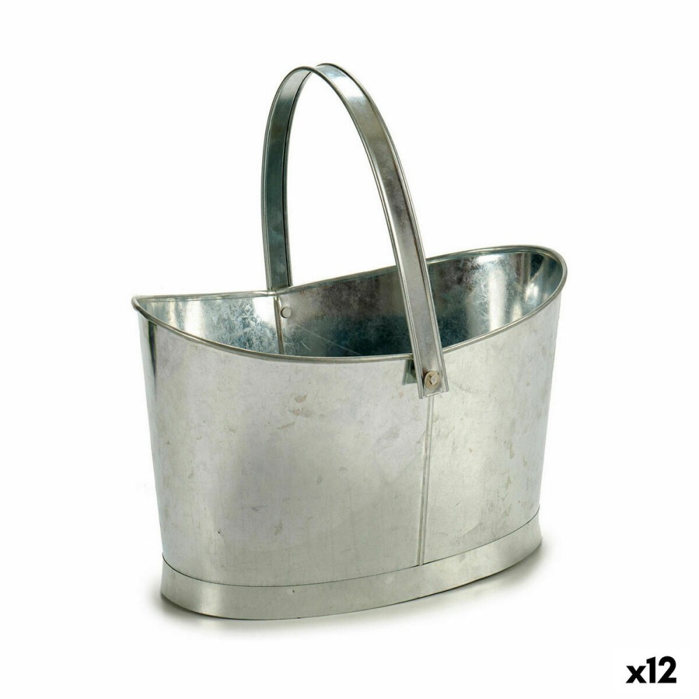 Vaso Cestino Argentato Zinco 21 x 19,5 x 35,5 cm (12 Unità)    