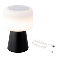 Lampada LED con altoparlante Bluetooth e caricabatterie senza fili Lumineo 894415 Nero 22,5 cm Ricaricabile    