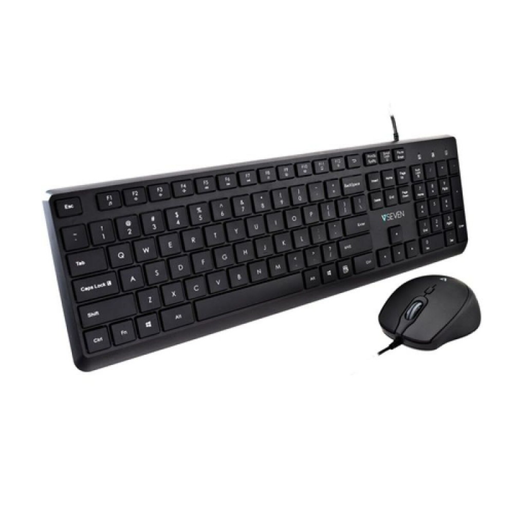 Tastiera e Mouse V7 CKU350US Nero Qwerty US    