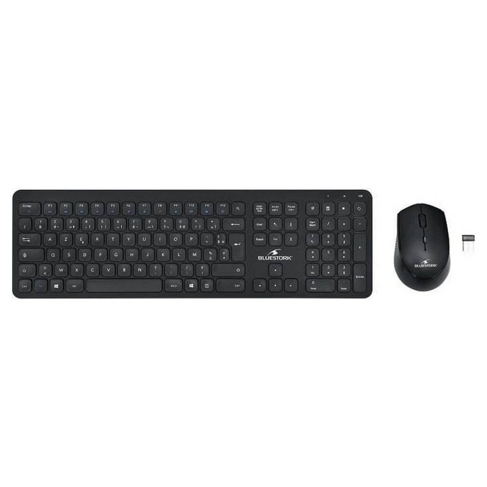 Tastiera e Mouse Bluestork Easy Slim AZERTY Nero Francese    