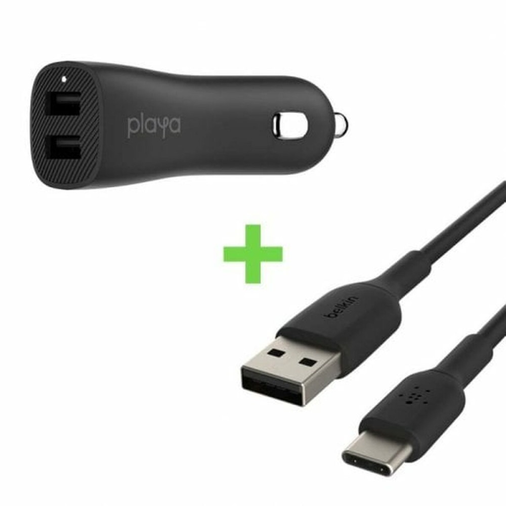 Caricabatterie per Auto USB Universale + Cavo USB C Belkin Playa    