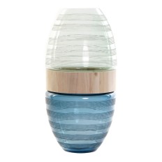 Vaso DKD Home Decor JV-174995 Cristallo Legno Blu Marino (21 x 21 x 43 cm)    