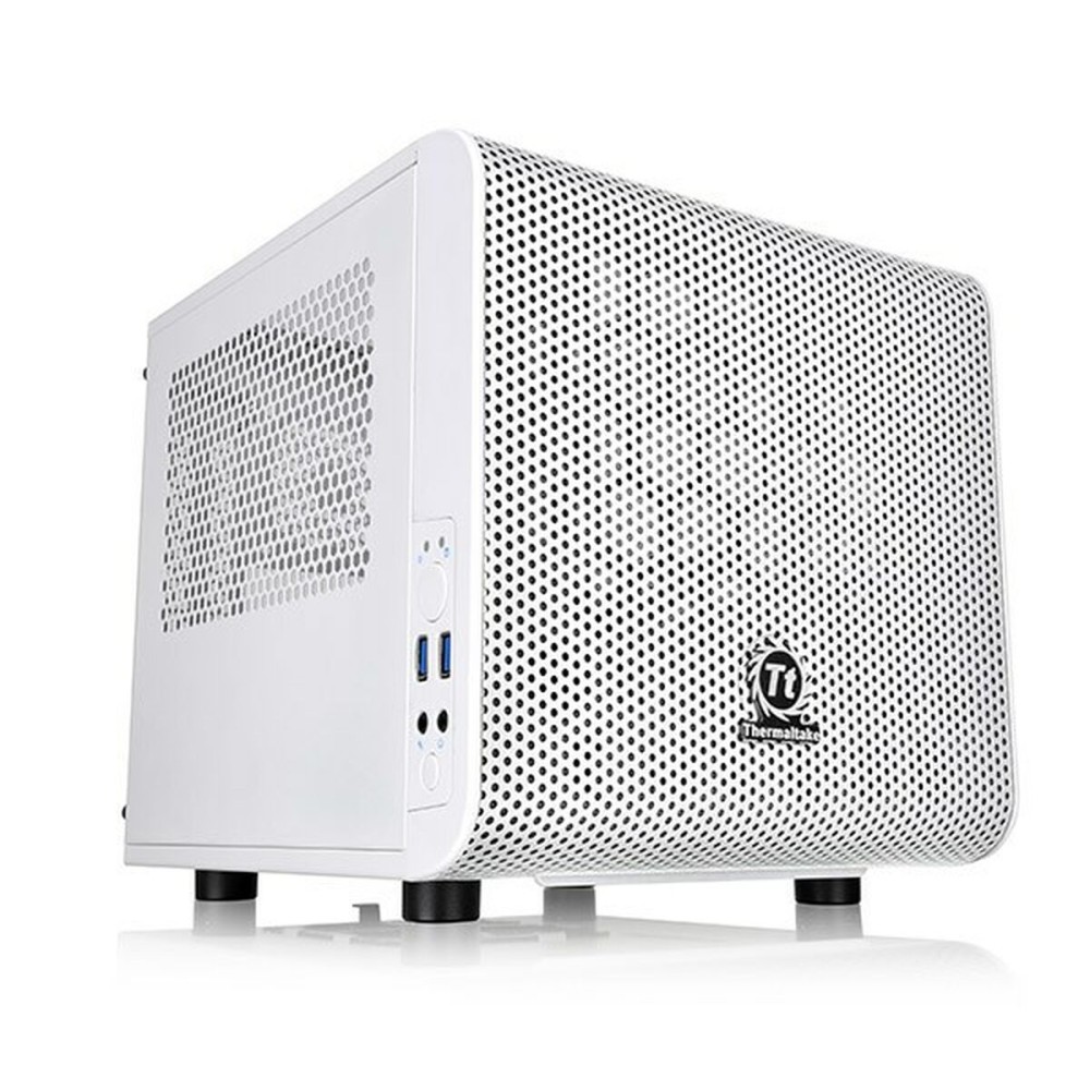 Case computer desktop Mini ITX THERMALTAKE Core V1 Snow Edition Bianco    