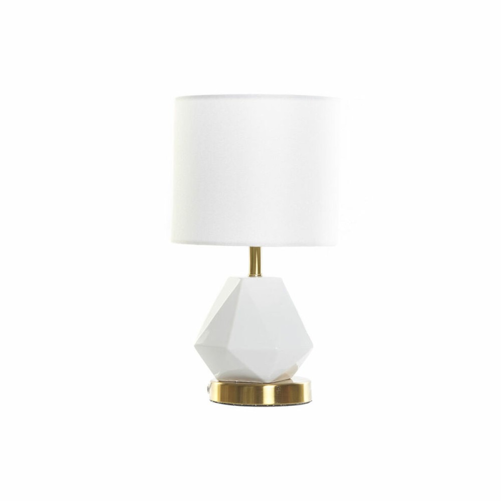 Lampada da tavolo DKD Home Decor Bianco Poliestere Metallo Ceramica 220 V Dorato 50 W (20 x 20 x 37 cm)    