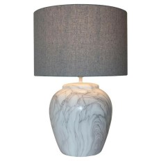 Lampada da tavolo DKD Home Decor Tela Ceramica Grigio Bianco (38 x 38 x 58 cm)    