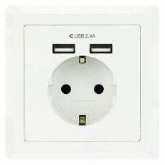 Presa Parete con 2 Porte USB TooQ 10.35.0010 5V/2.4A Bianco 2,4 A    